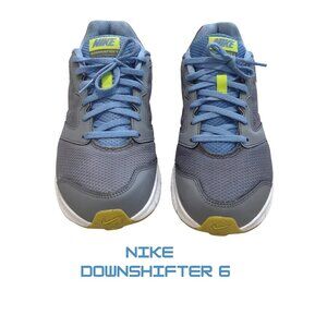 NIKE DOWNSHIFTER 6 Pre-owned size 10 Gray blue lime green white
